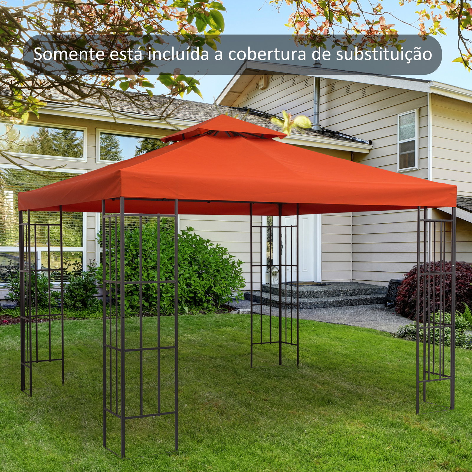 Toldo de Substituição 3x3m para Pérgolas Toldo de Substituição de Pérgolas de Jardim Terracota