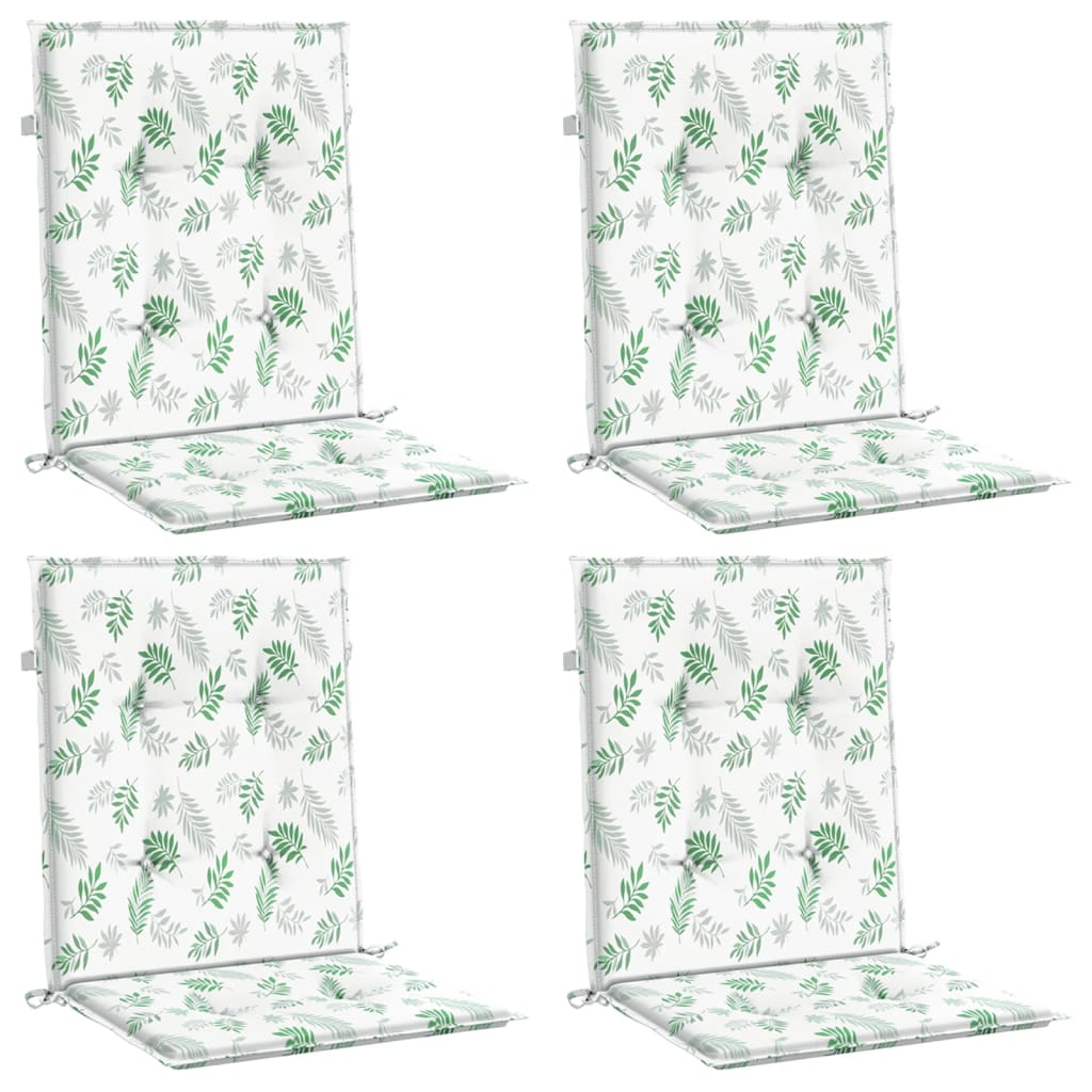 Almofadões cadeira de encosto baixo 4 pcs tecido padrão folhas