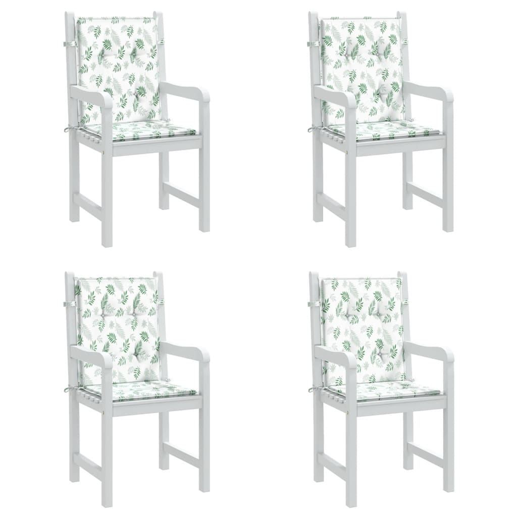 Almofadões cadeira de encosto baixo 4 pcs tecido padrão folhas