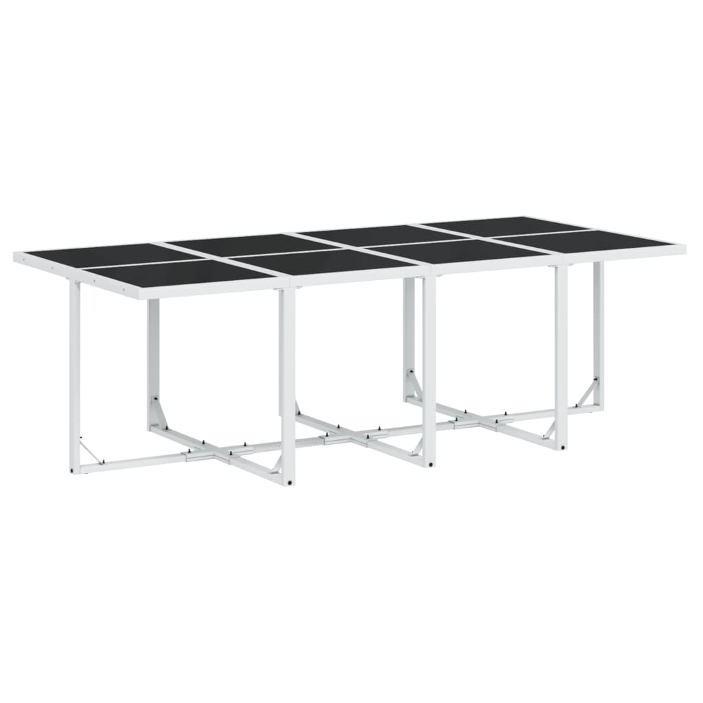 9 Pcs conj. de jantar p/ jardim c/ almofadões textilene branco