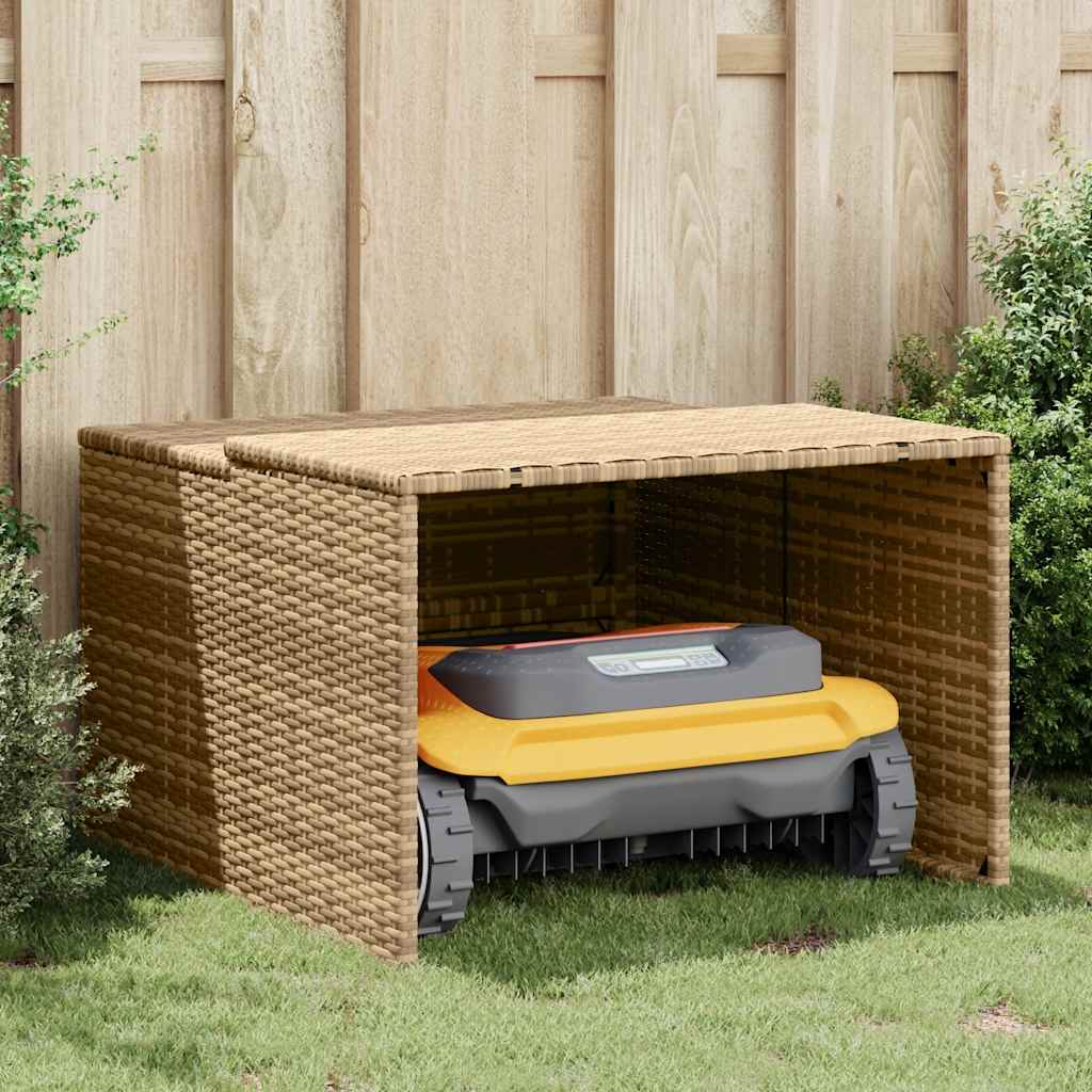 Garagem para cortador de relva 86x90x52/57 cm vime PE bege