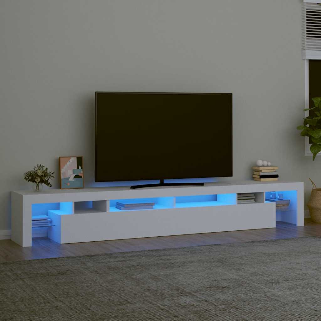 Móvel de TV com luzes LED 260x36,5x40 cm branco
