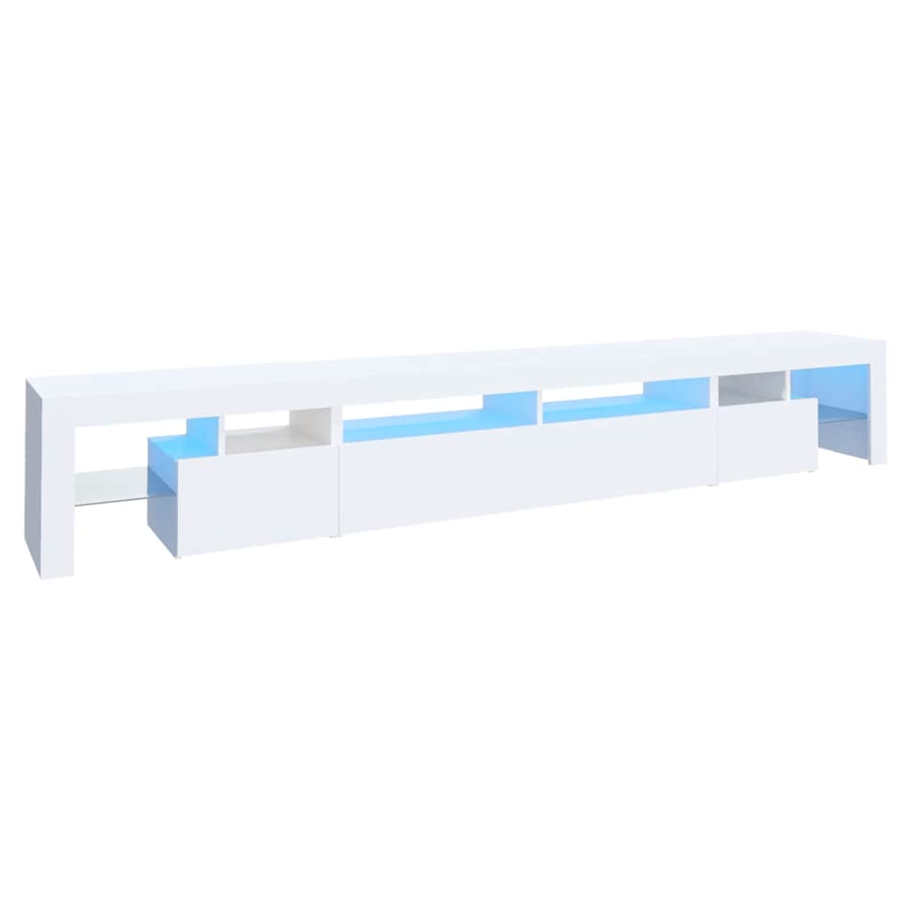 Móvel de TV com luzes LED 260x36,5x40 cm branco