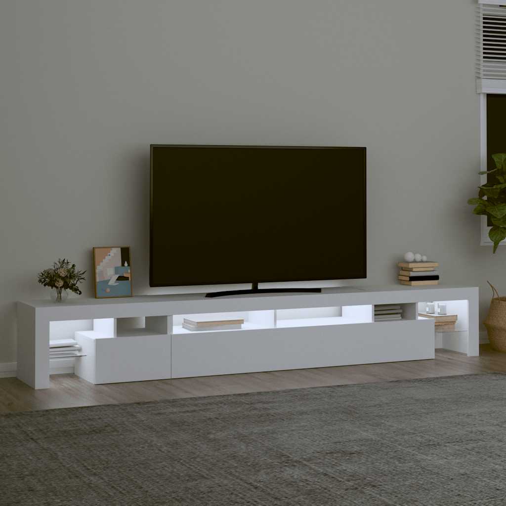 Móvel de TV com luzes LED 260x36,5x40 cm branco
