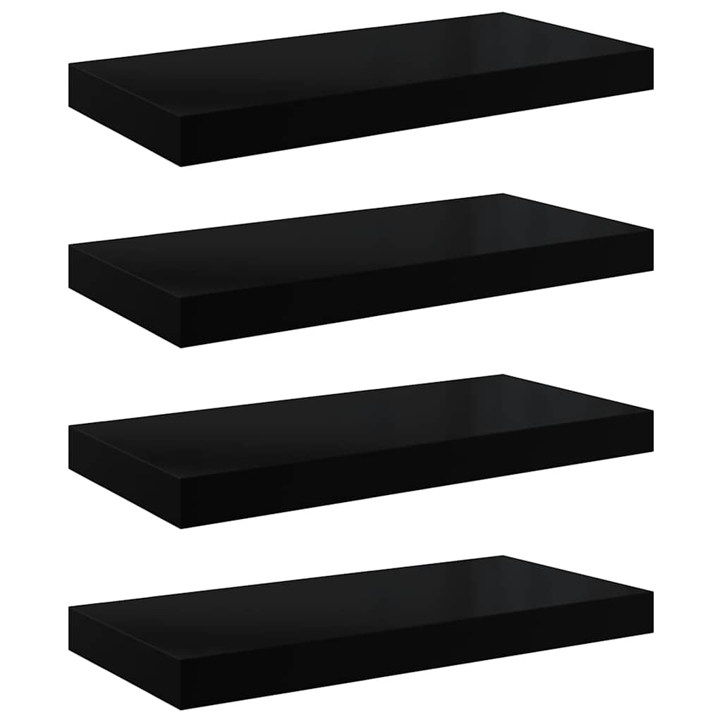 Prateleiras de parede suspensas 4 pcs 50x23,5x3,8cm MDF preto