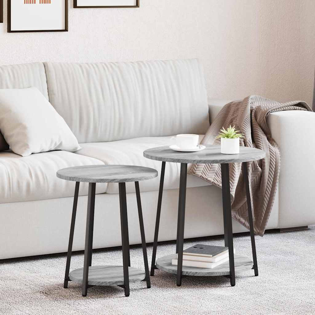 Conjunto de mesas de apoio 2 unid. sonoma cinza e preto