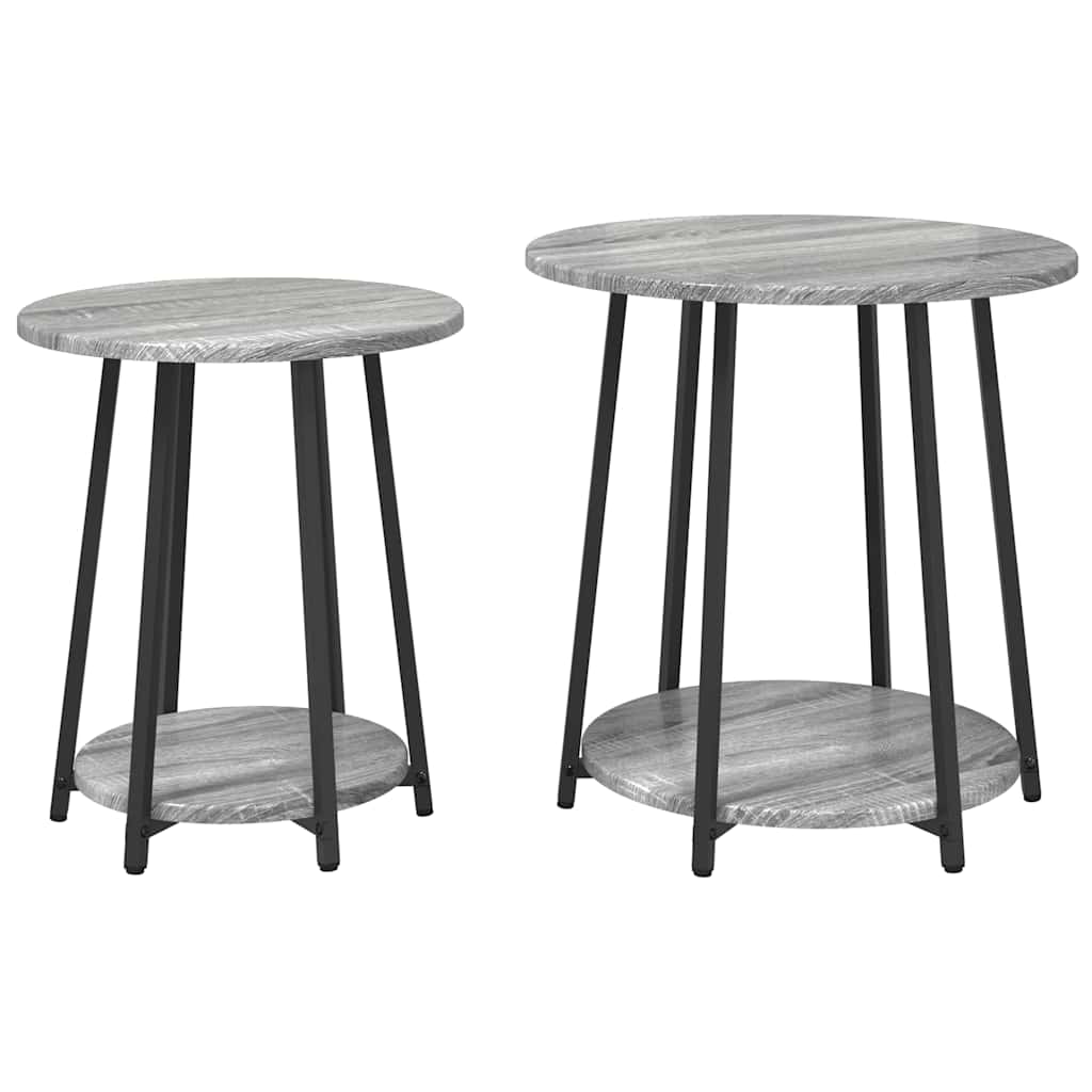 Conjunto de mesas de apoio 2 unid. sonoma cinza e preto