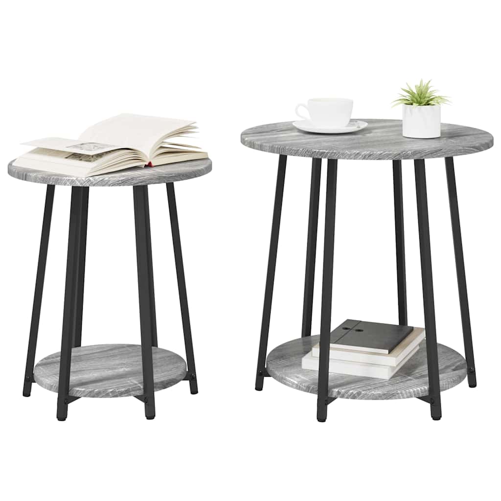 Conjunto de mesas de apoio 2 unid. sonoma cinza e preto
