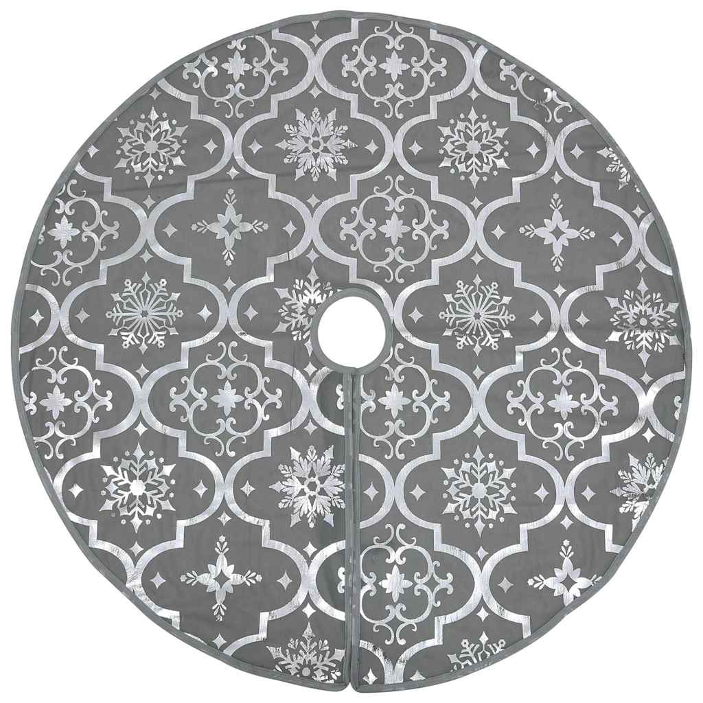 Saia de árvore de natal luxuosa 150 cm com meia tecido cinzento