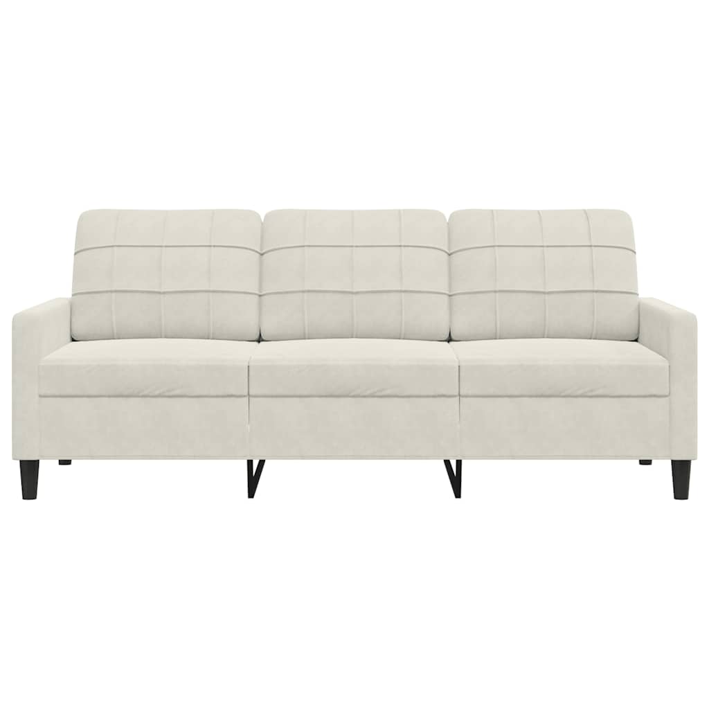 Sofá de 3 lugares 180 cm veludo cor creme