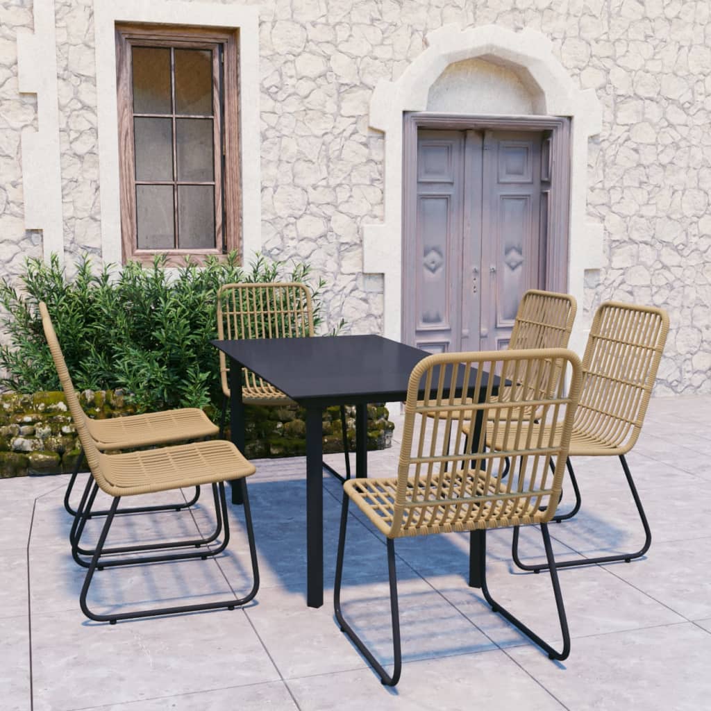 7 Pcs conjunto de jantar para exterior vime PE e vidro