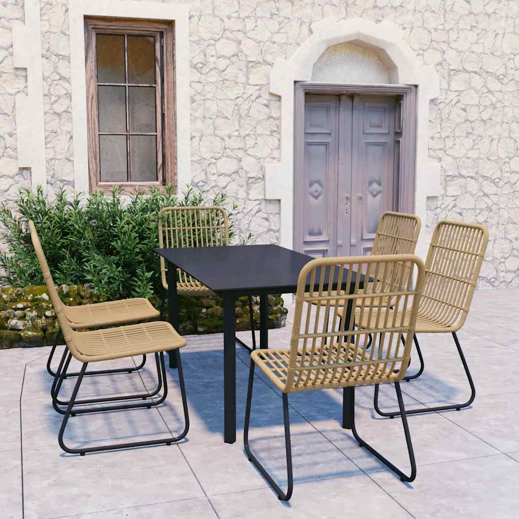 7 Pcs conjunto de jantar para exterior vime PE e vidro