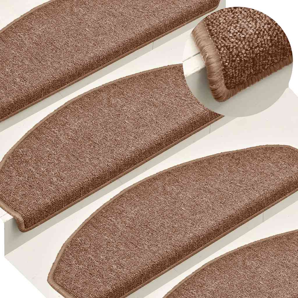 Tapetes de escada 30 peças 65x24x4 cm marrom semicircular grande