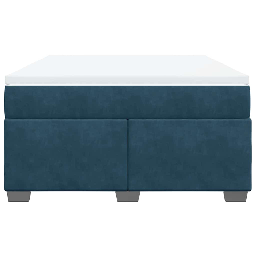 Cama com molas/colchão 140x190 cm veludo azul-escuro