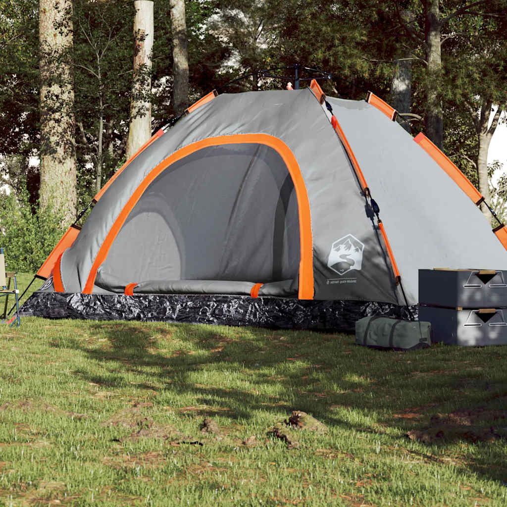 Tenda de campismo 5 pessoas libertação rápida cinzento/laranja