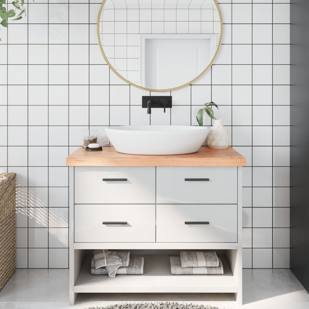 Bancada p/ wc 100x40x(2-6) cm madeira maciça tratada castanho