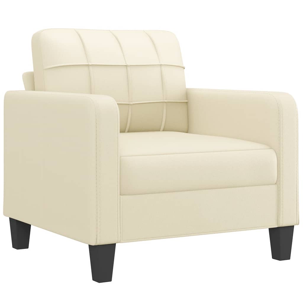 4 Pcs conjunto de sofás com almofadas couro artificial creme