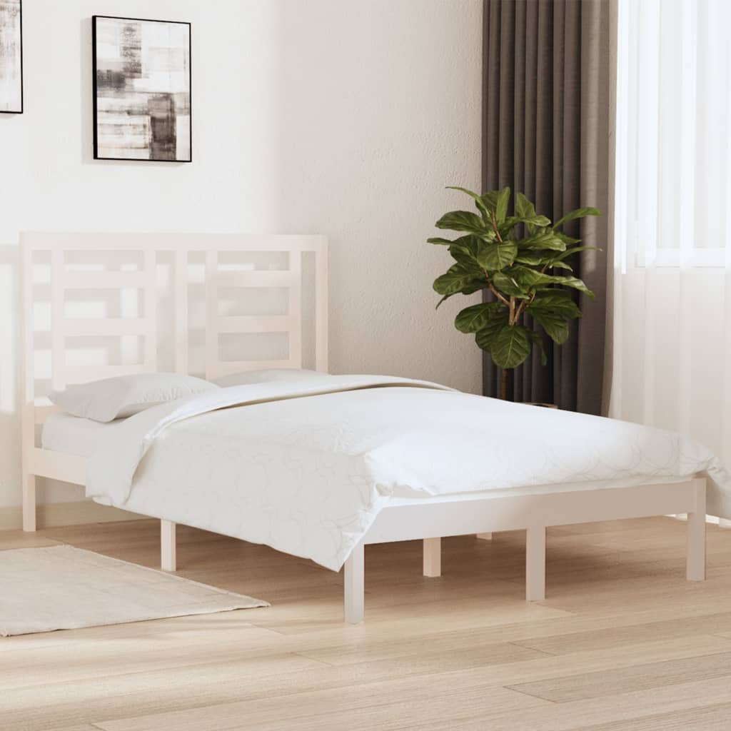 Cama sem colchão 120x200 cm madeira de pinho maciça branco