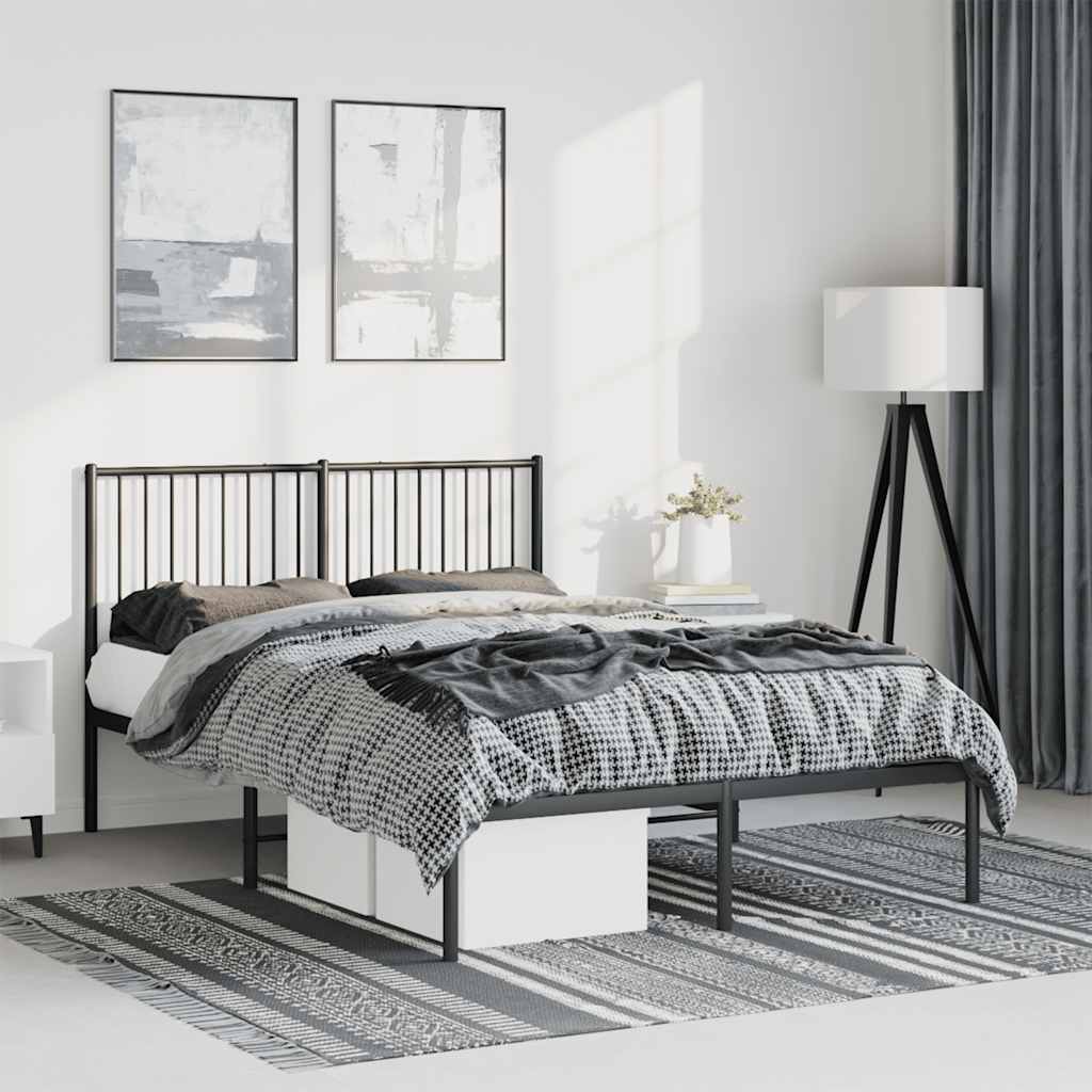 Estrutura de cama com cabeceira 135x190 cm metal preto