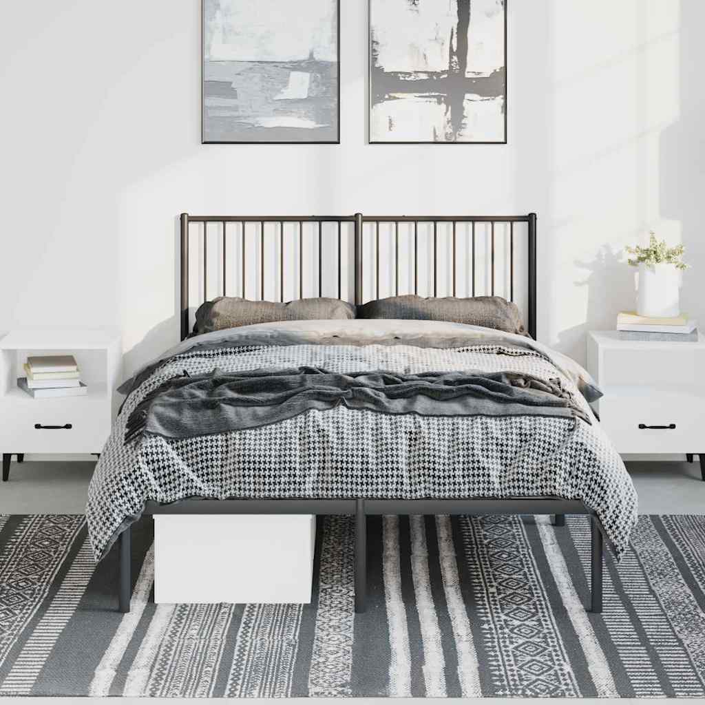 Estrutura de cama com cabeceira 135x190 cm metal preto