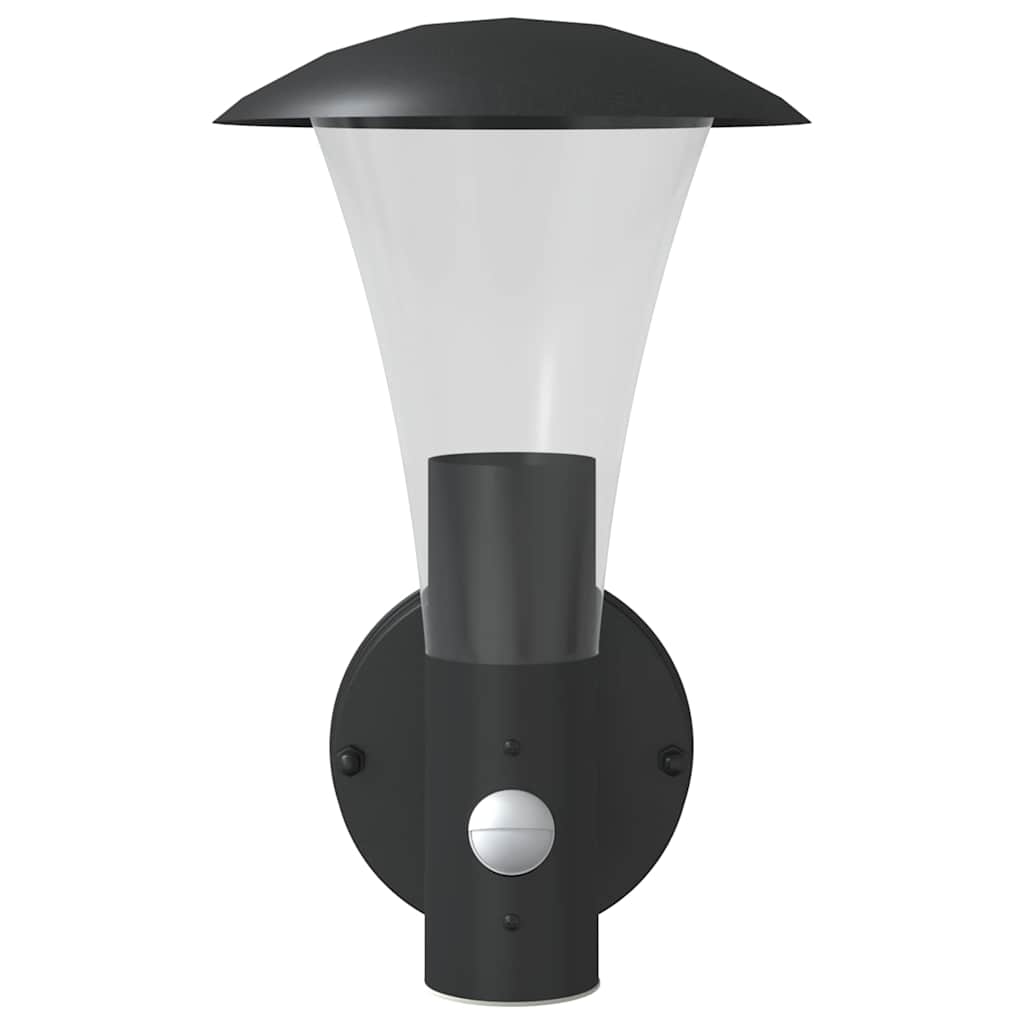 Candeeiro de parede p/ exterior com sensor aço inoxidável preto