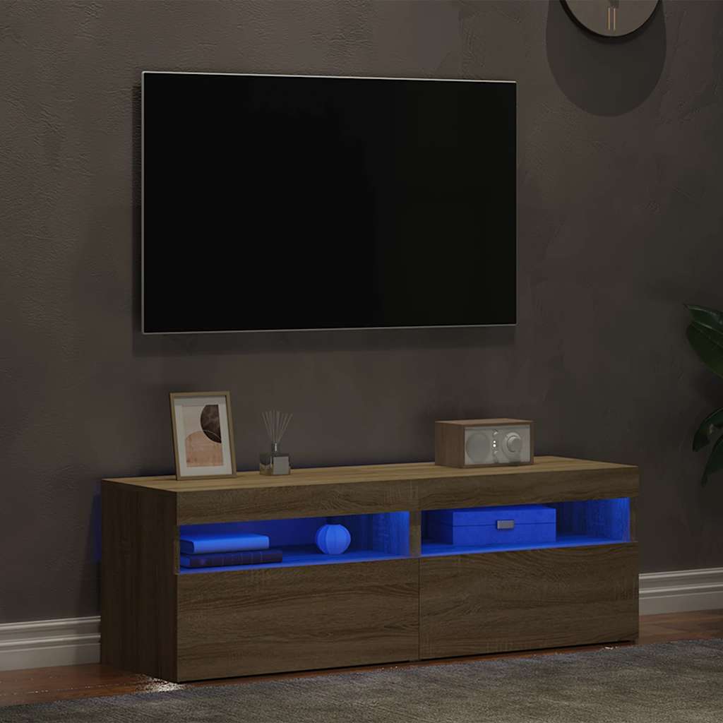 Móveis de TV com luzes LED 2 pcs 60x35x40 cm carvalho sonoma