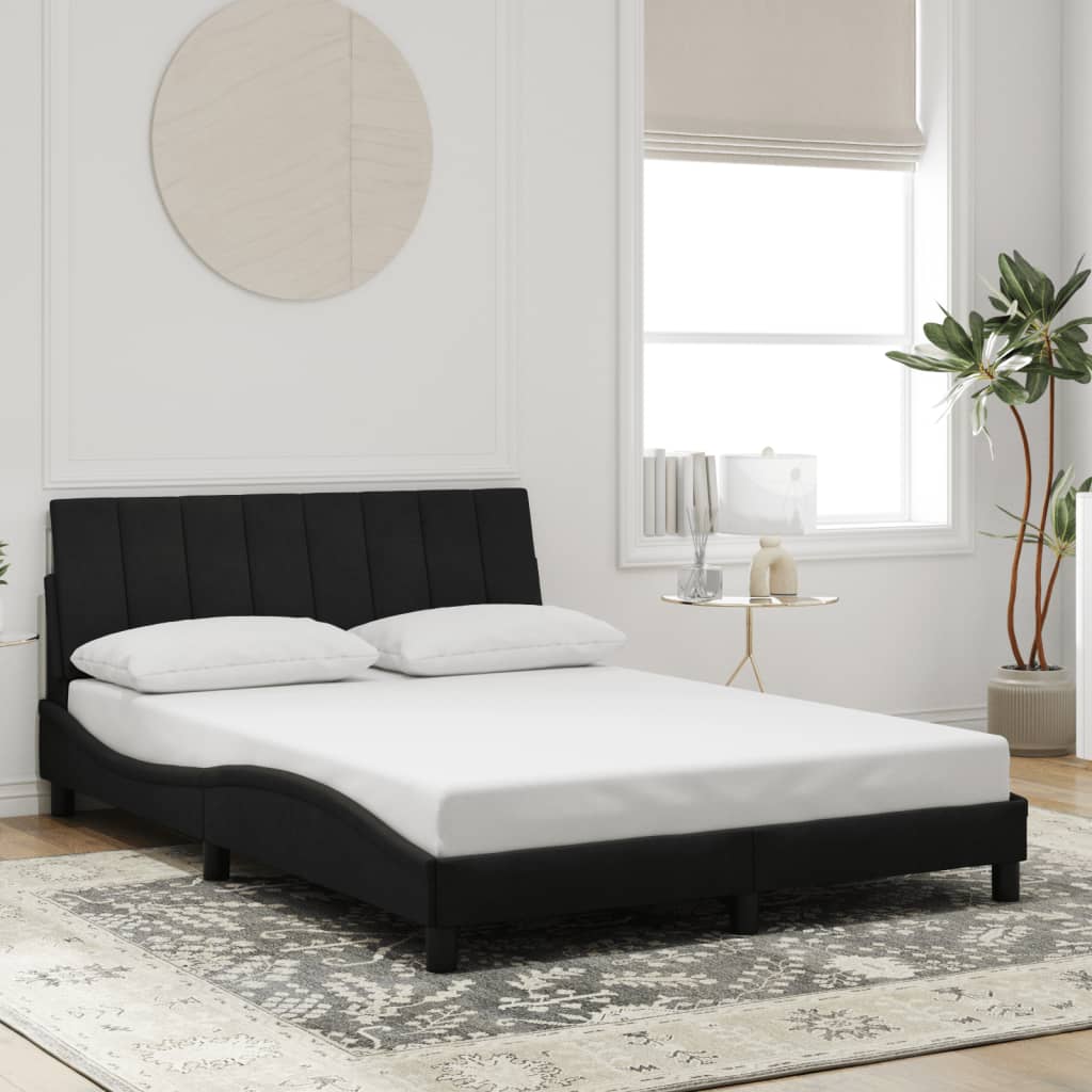 Estrutura de cama com LED sem colchão hanko 140x200 cm veludo preto