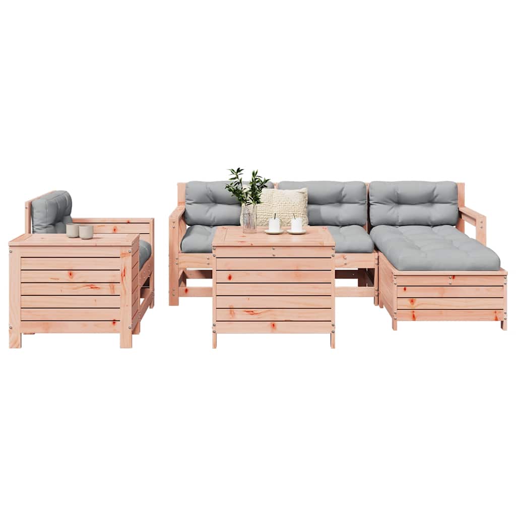 7 Pcs conjunto sofás jardim madeira abeto-de-douglas
