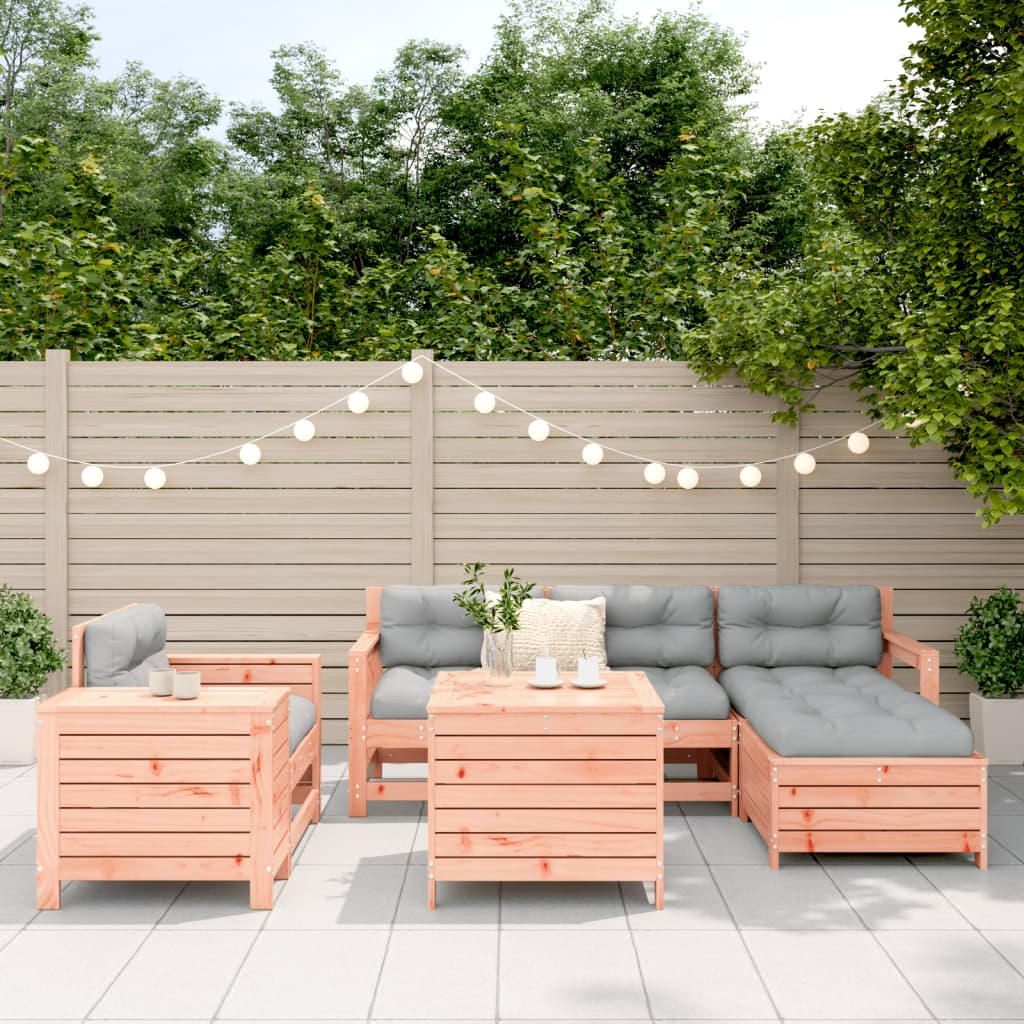 7 Pcs conjunto sofás jardim madeira abeto-de-douglas