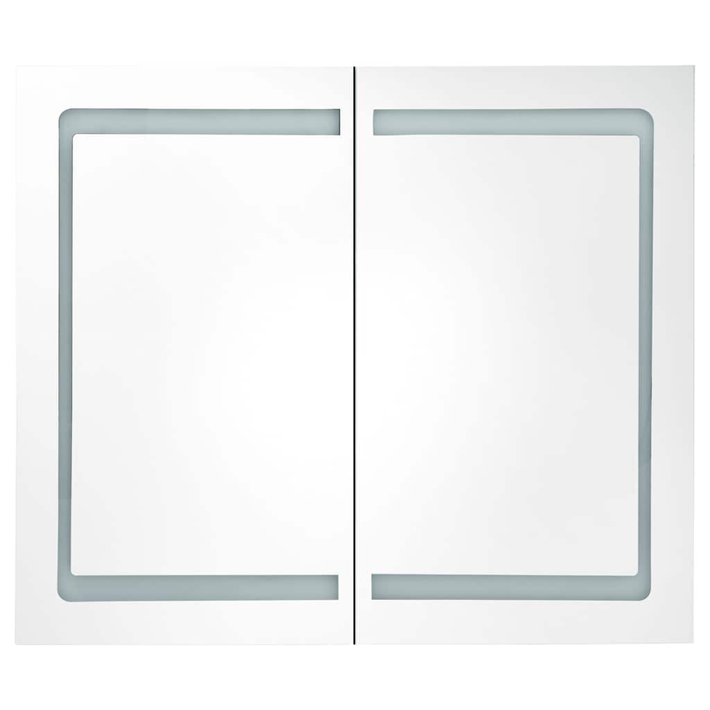 Armário espelhado casa de banho LED 80x12x68 cm branco/carvalho