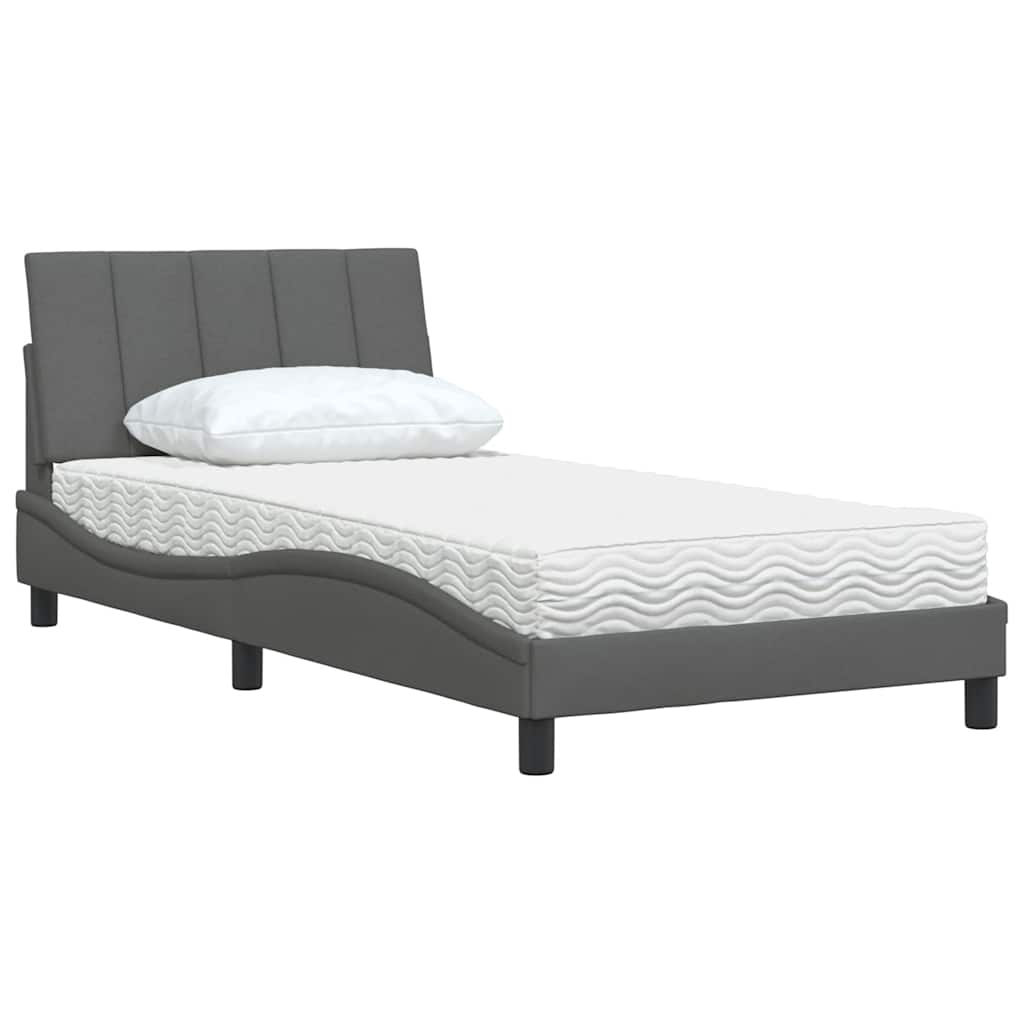 Cama com colchão hanko 100x200 cm tecido cinzento-escuro