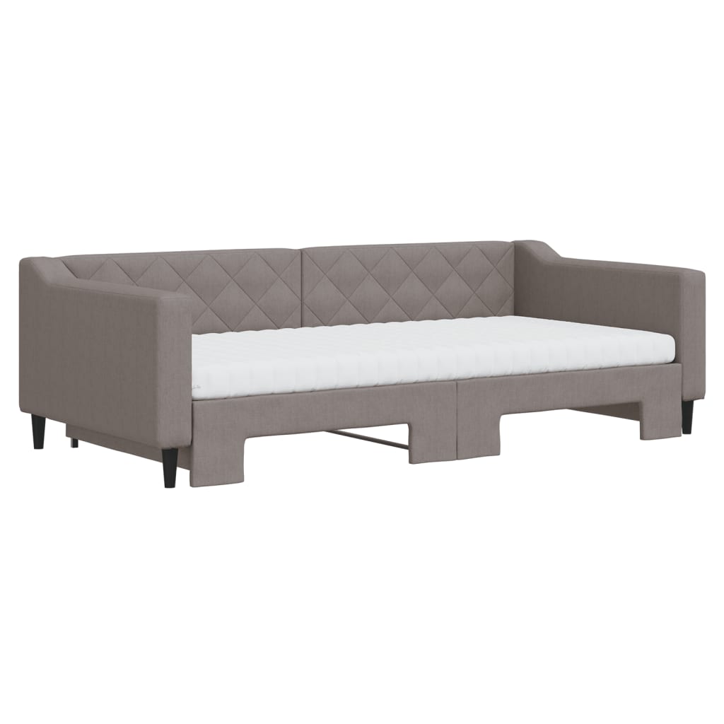 Sofá-cama + gavetão/colchões 100x200cm tecido cinza-acastanhado