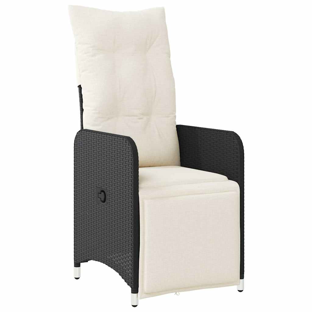 9 Pcs conjunto de bistrô p/ jardim c/ almofadões vime PE preto