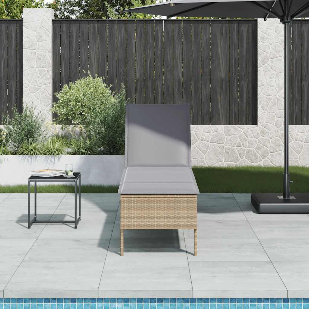 Espreguiçadeira com almofadão 55x200x44cm vime PE bege