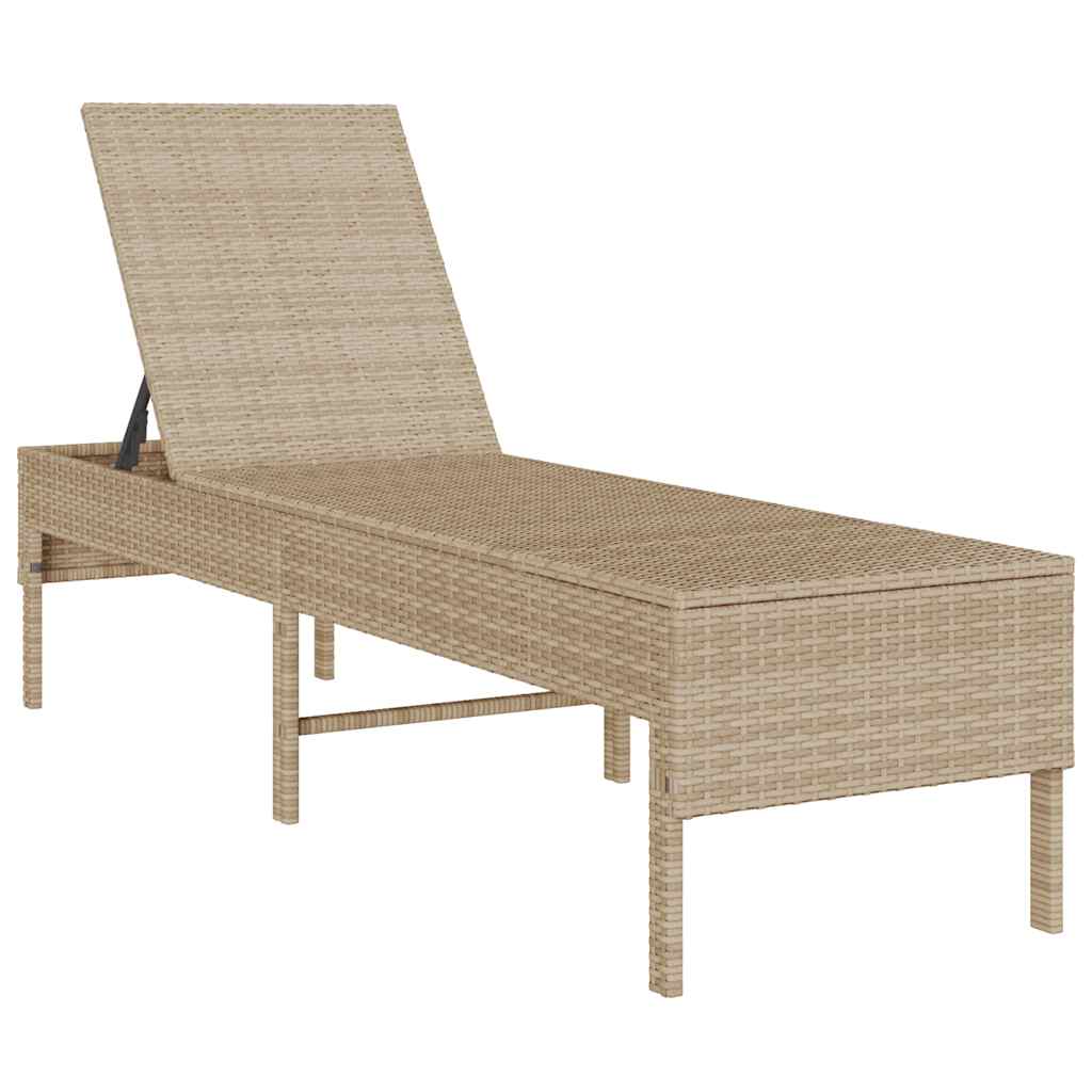 Espreguiçadeira com almofadão 55x200x44cm vime PE bege