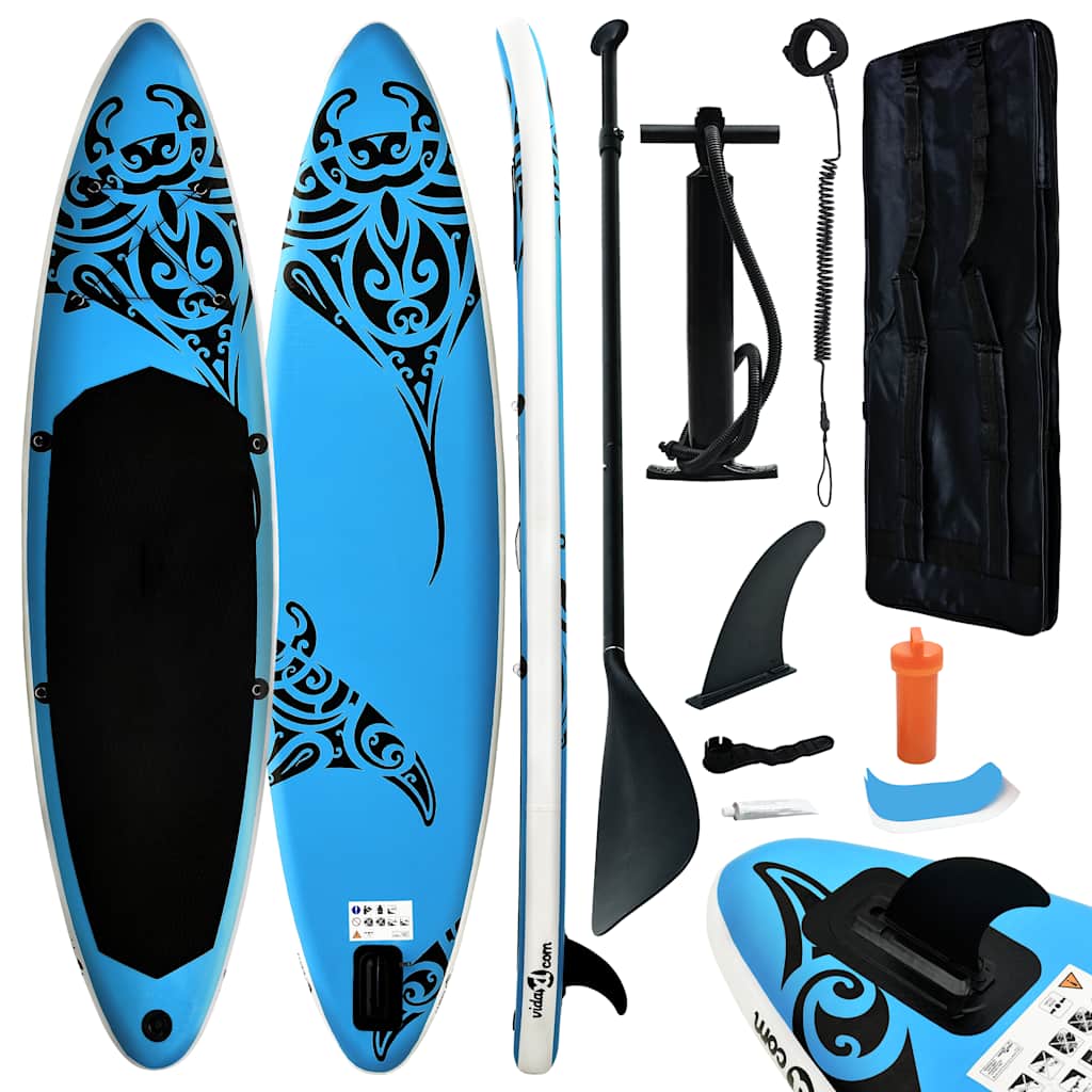 Conjunto prancha de paddle sup insuflável 305x76x15 cm azul