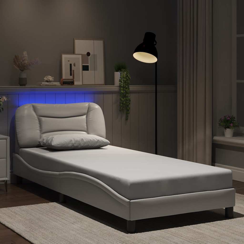 Estrutura de cama com LED sem colchão hvar 80x200cm branco