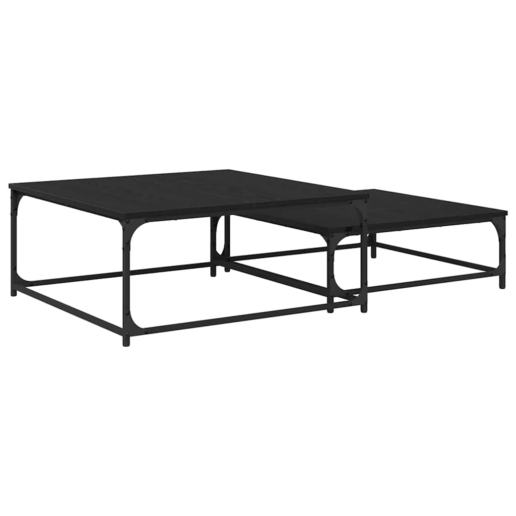 Mesa de centro 2 unid. carvalho preto 80 x 80 x 35 cm