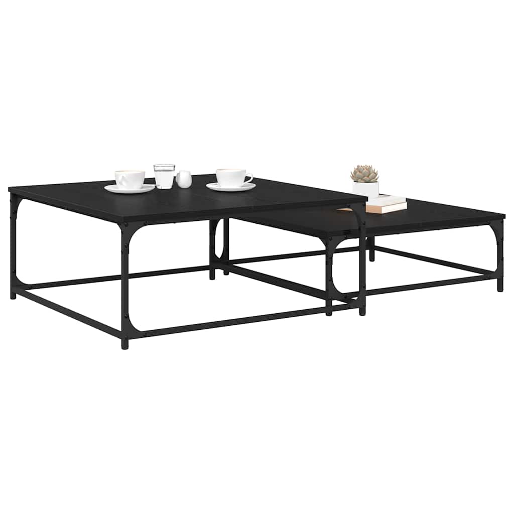 Mesa de centro 2 unid. carvalho preto 80 x 80 x 35 cm