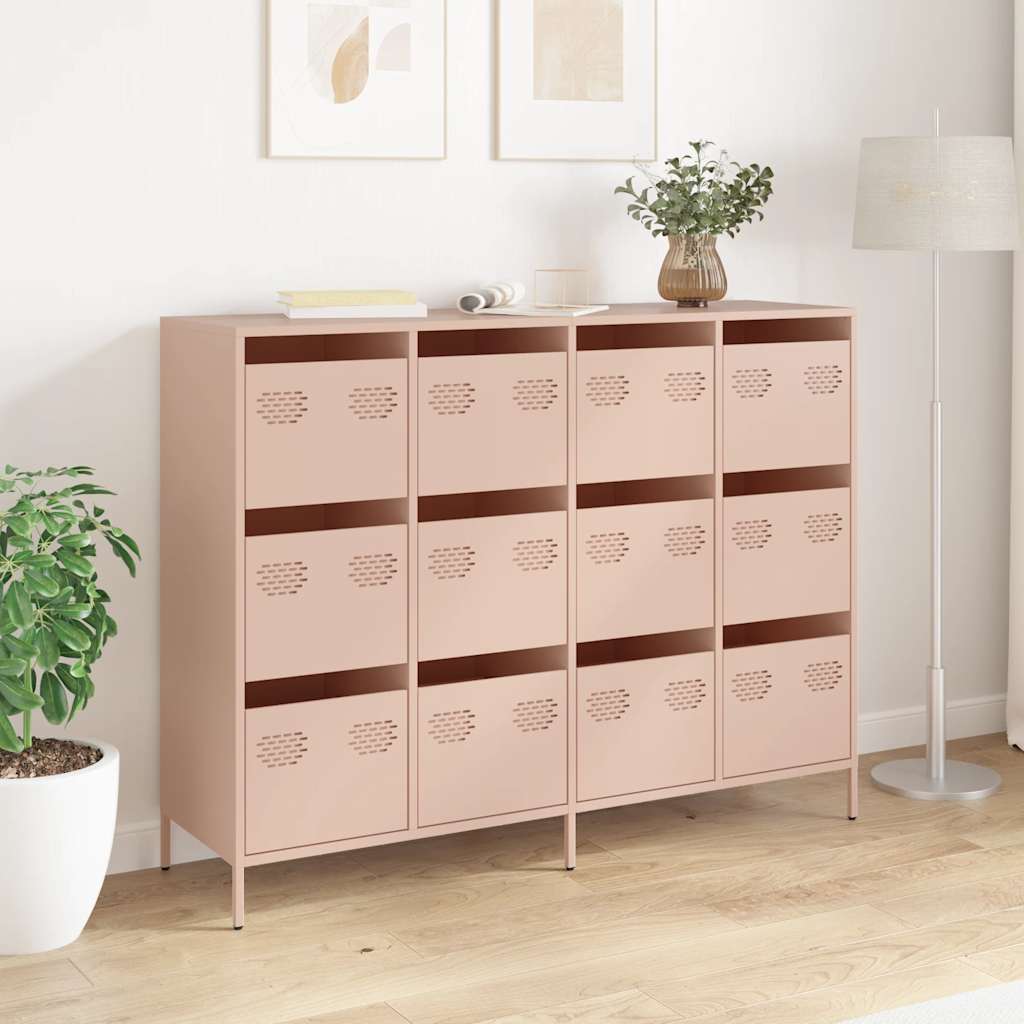 Aparador 135x39x103,5 cm aço laminado a frio rosa