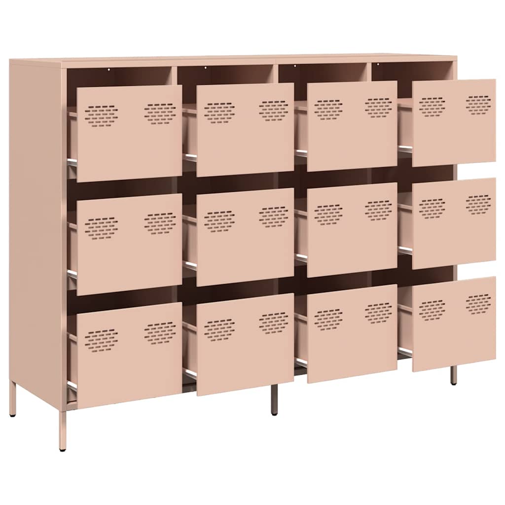 Aparador 135x39x103,5 cm aço laminado a frio rosa