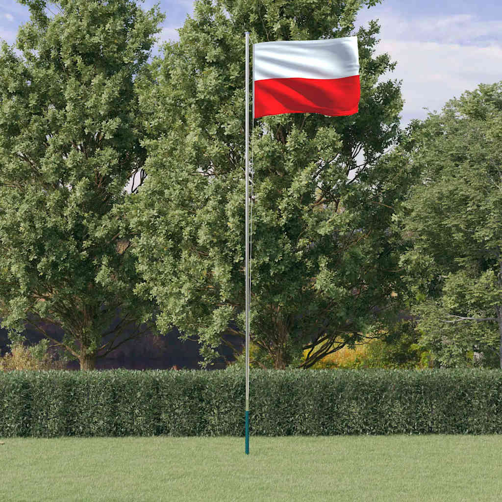Bandeira da polónia e mastro 6,08 m alumínio