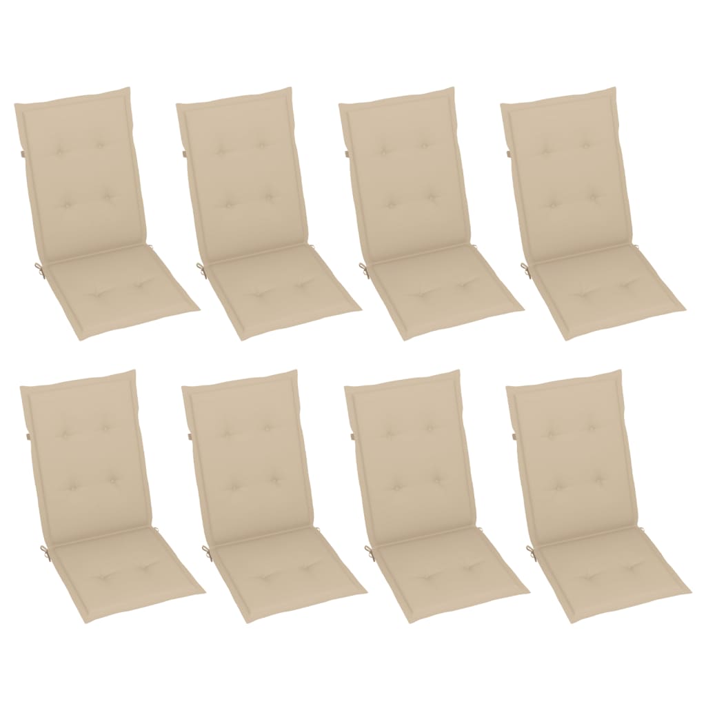 Cadeiras jardim reclináveis c/ almofadões 8 pcs acácia cinzento