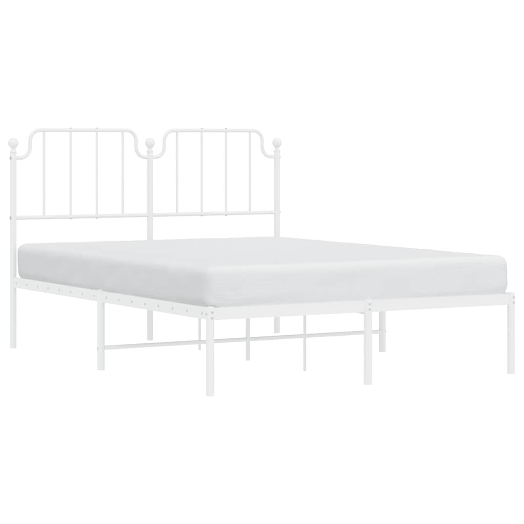 Estrutura de cama com cabeceira 150x200 cm metal branco
