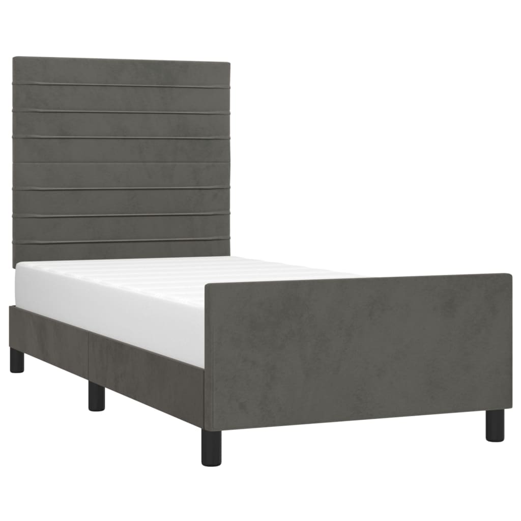 Estrutura de cama sem colchão 90x200 cm veludo cinzento-escuro