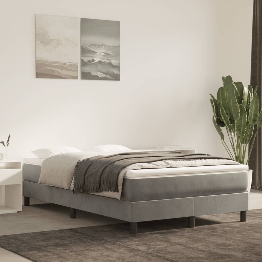 Estrutura de cama com molas 120x200 cm veludo cinzento-claro
