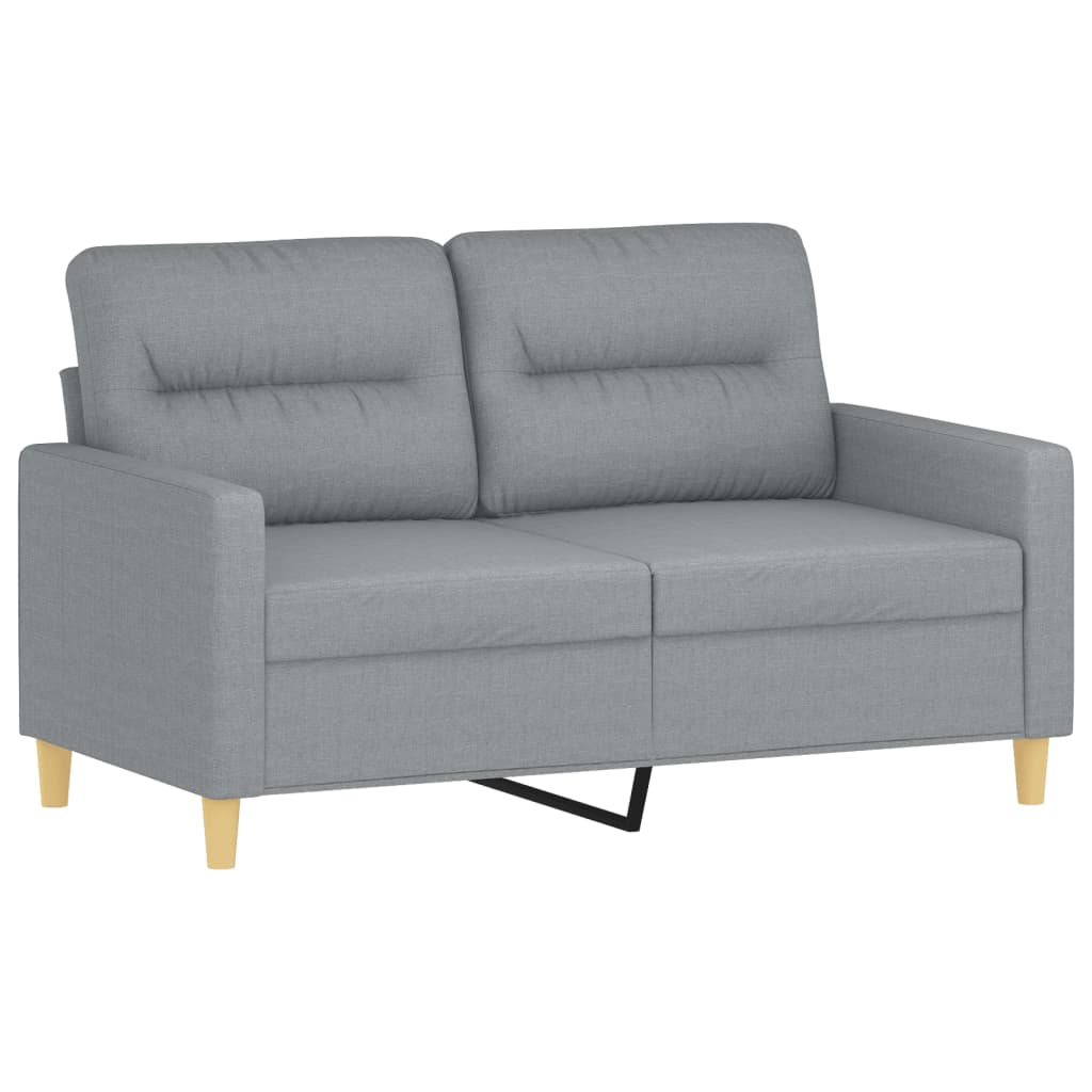 3 Pcs conjunto de sofás com almofadões tecido cinzento-claro