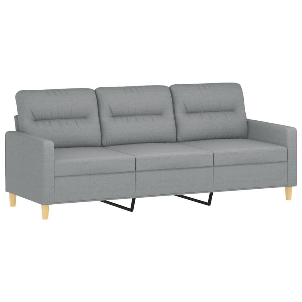 3 Pcs conjunto de sofás com almofadões tecido cinzento-claro