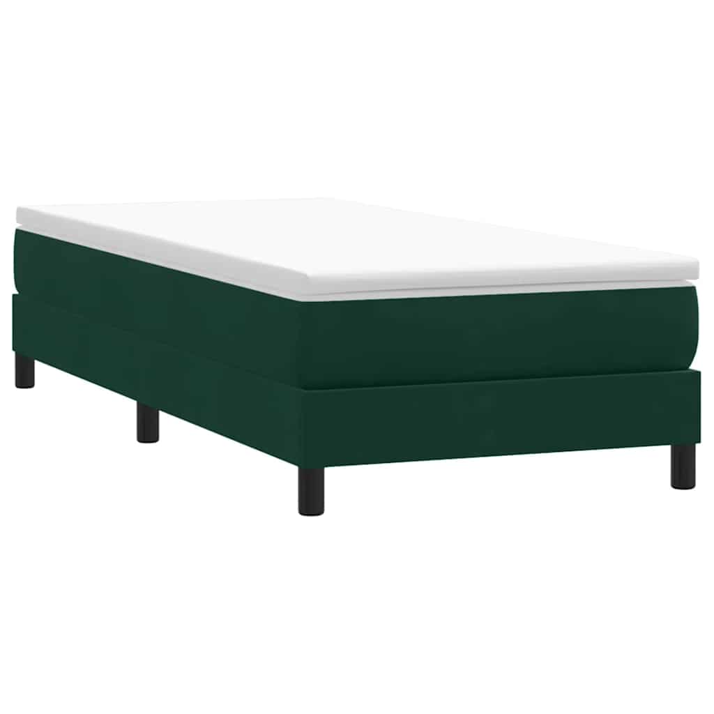 Box cama de primavera sem colchão verde escuro 80x210 cm veludo
