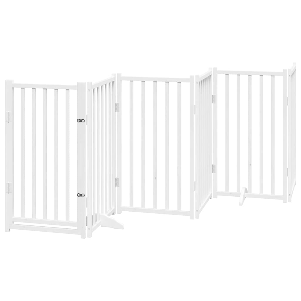 Portão p/ cães com porta dobrável 9 painéis 450 cm álamo branco